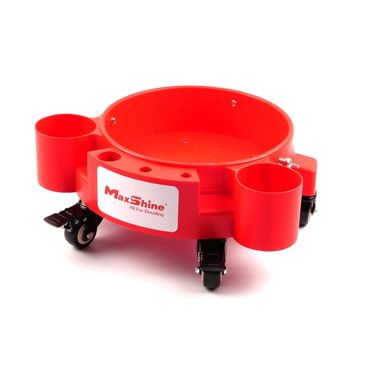 MaxShine Rolling Bucket Dolly (RED) W/Holders